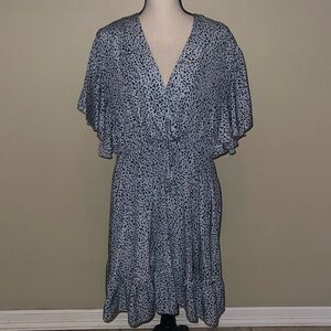 Baby blue leopard flowy dress